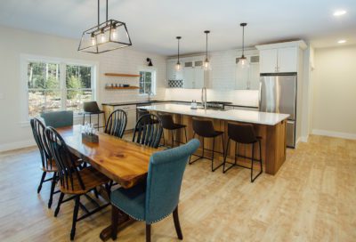 Kitchen-Dining Room, New Hampshire, "Modern Cottage," Custom home design and construction by Don Madore. New England home builders.