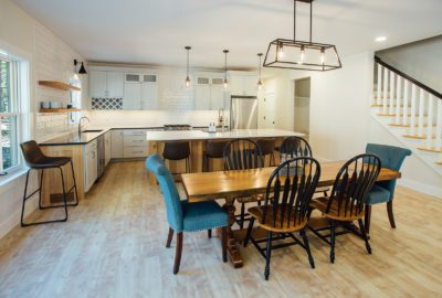Kitchen-Dining Room, New Hampshire, "Modern Cottage," Custom home design and construction by Don Madore. New England home builders.