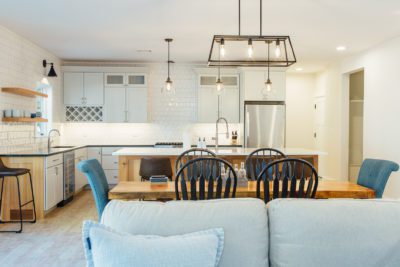 Kitchen-Dining Room, New Hampshire, "Modern Cottage," Custom home design and construction by Don Madore. New England home builders.