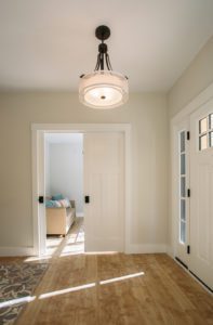 Foyer, New Hampshire, "Modern Cottage," Custom home design and construction by Don Madore. New England home builders.