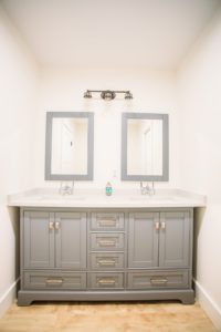 Bathroom vanity, New Hampshire, "Modern Cottage," Custom home design and construction by Don Madore. New England home builders.